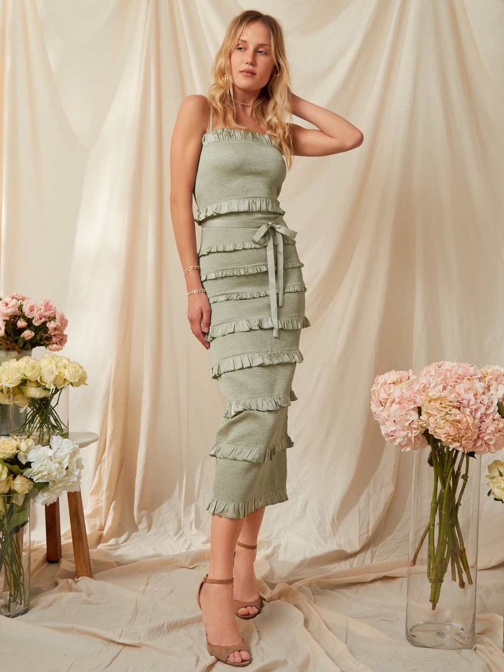 V Chapman Lily Dress in Sage - 8
